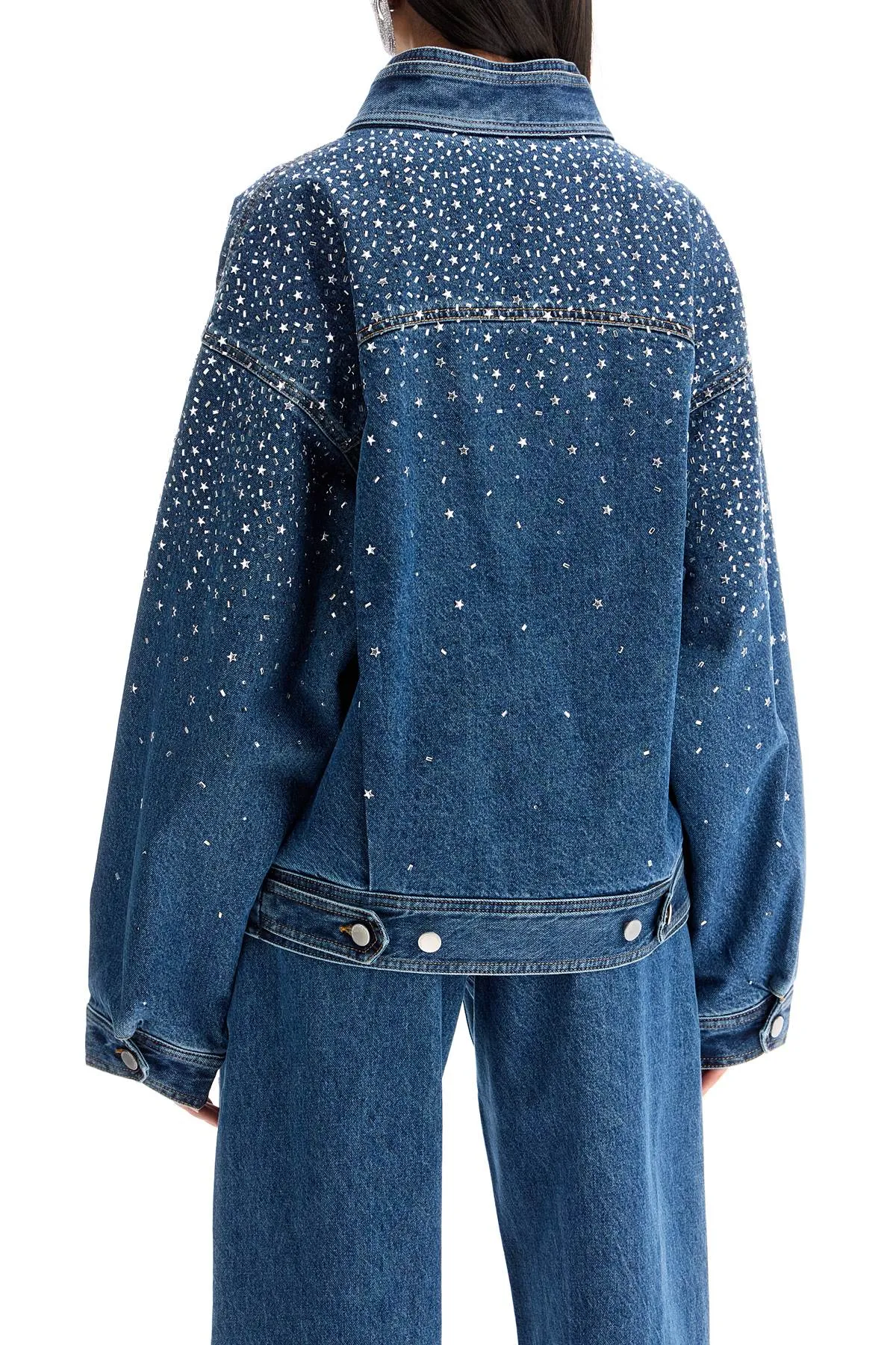 Alessandra Rich denim bomber jacket with rhin - Buy now!