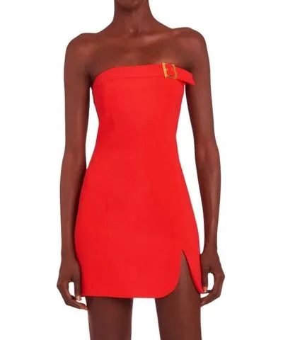 Amanda Uprichard Edison Off Shoulder Mini Dress In Lipstick