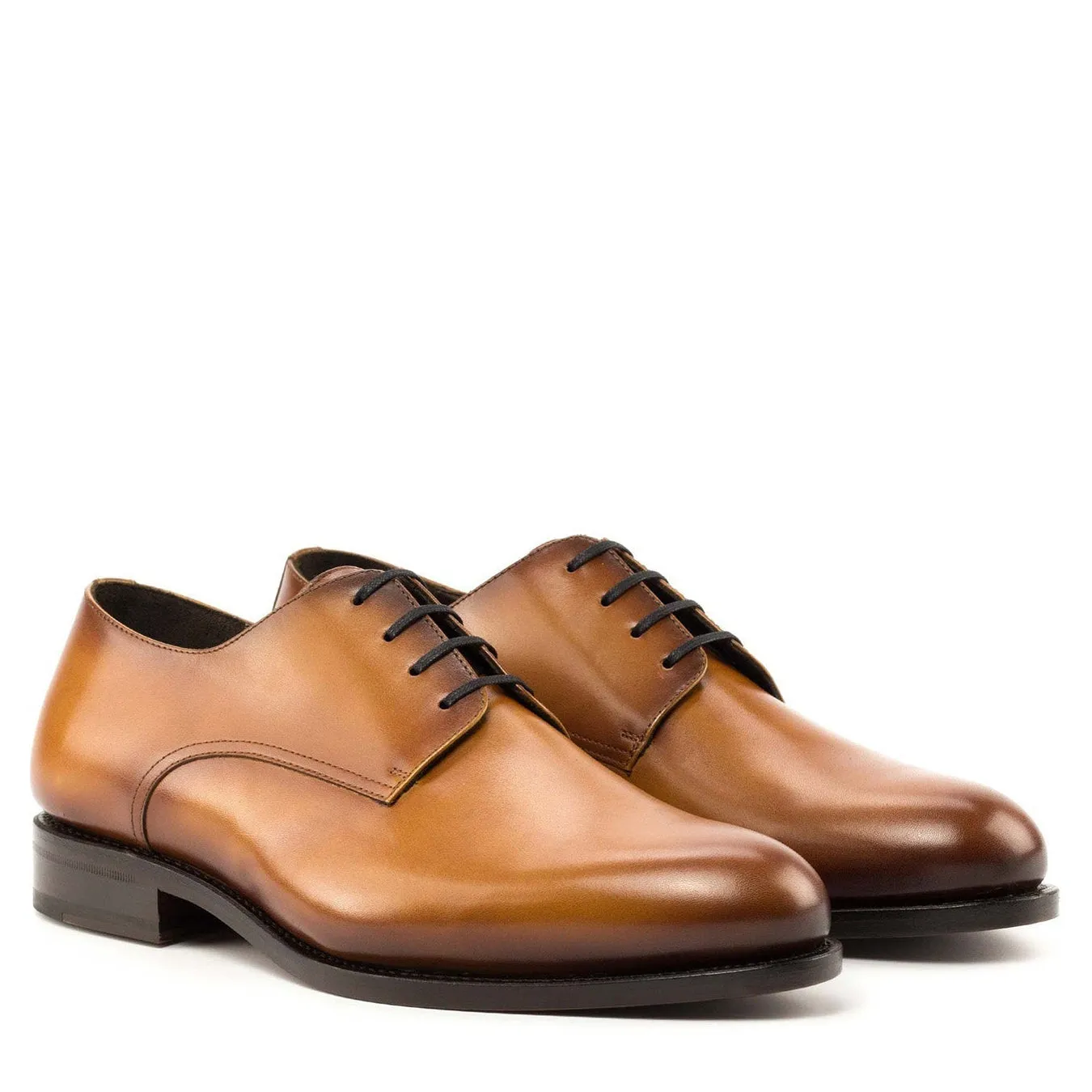 Ambrogio Bespoke Men's Shoes Cognac Calf-Skin Leather Derby Oxfords (AMB2268)