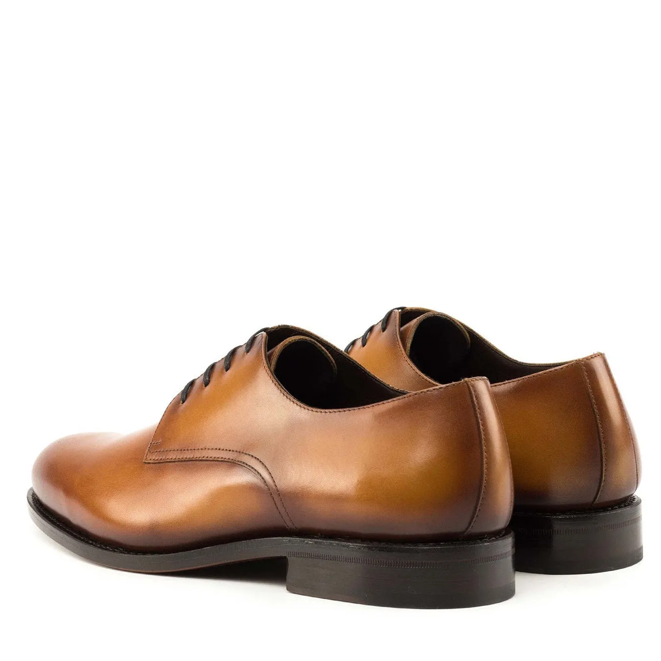 Ambrogio Bespoke Men's Shoes Cognac Calf-Skin Leather Derby Oxfords (AMB2268)