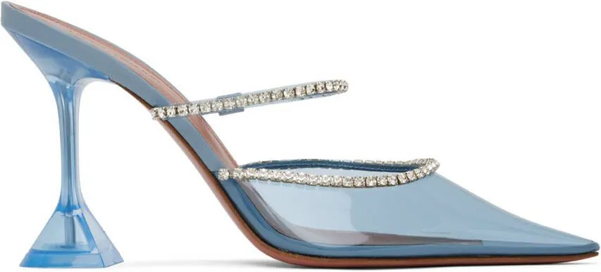 Amina Muaddi Blue Gilda Glass Heels