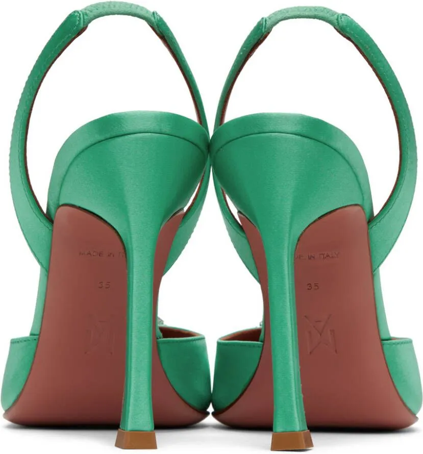 Amina Muaddi Green Camelia Sling 105 Heels