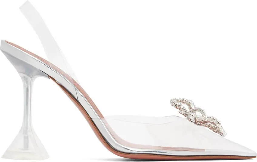 Amina Muaddi Transparent Rosie Glass Sling 95 Heels