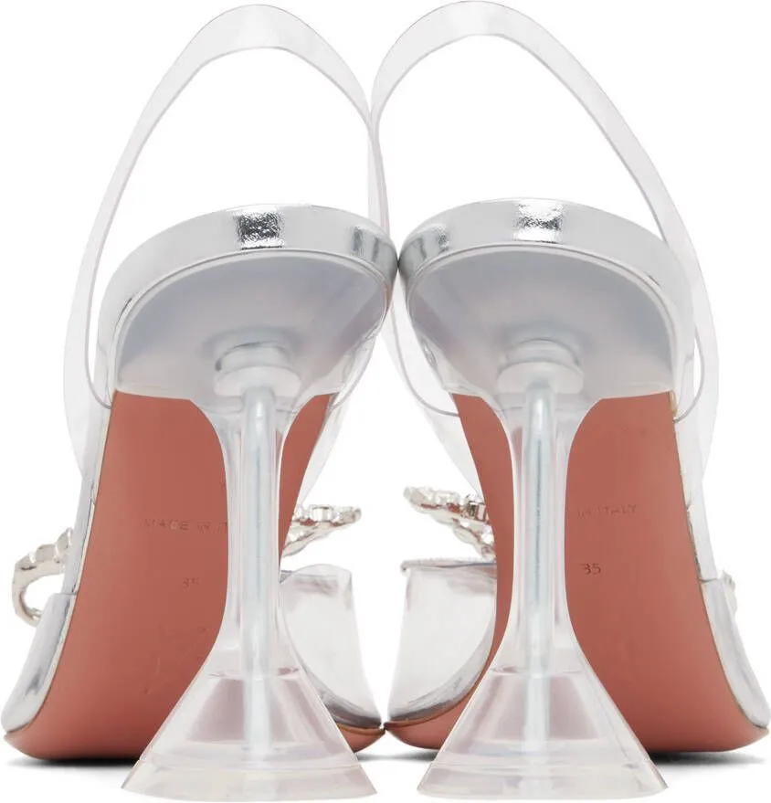 Amina Muaddi Transparent Rosie Glass Sling 95 Heels