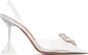 Amina Muaddi Transparent Rosie Glass Sling 95 Heels