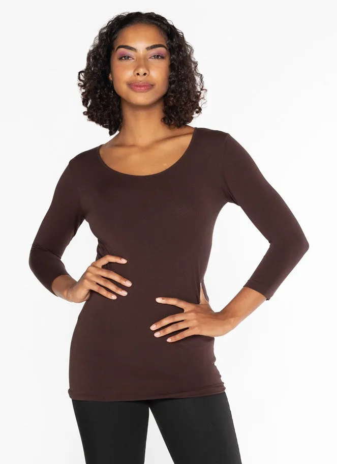 Bamboo 3/4 Sleeve Scoop Neck Top