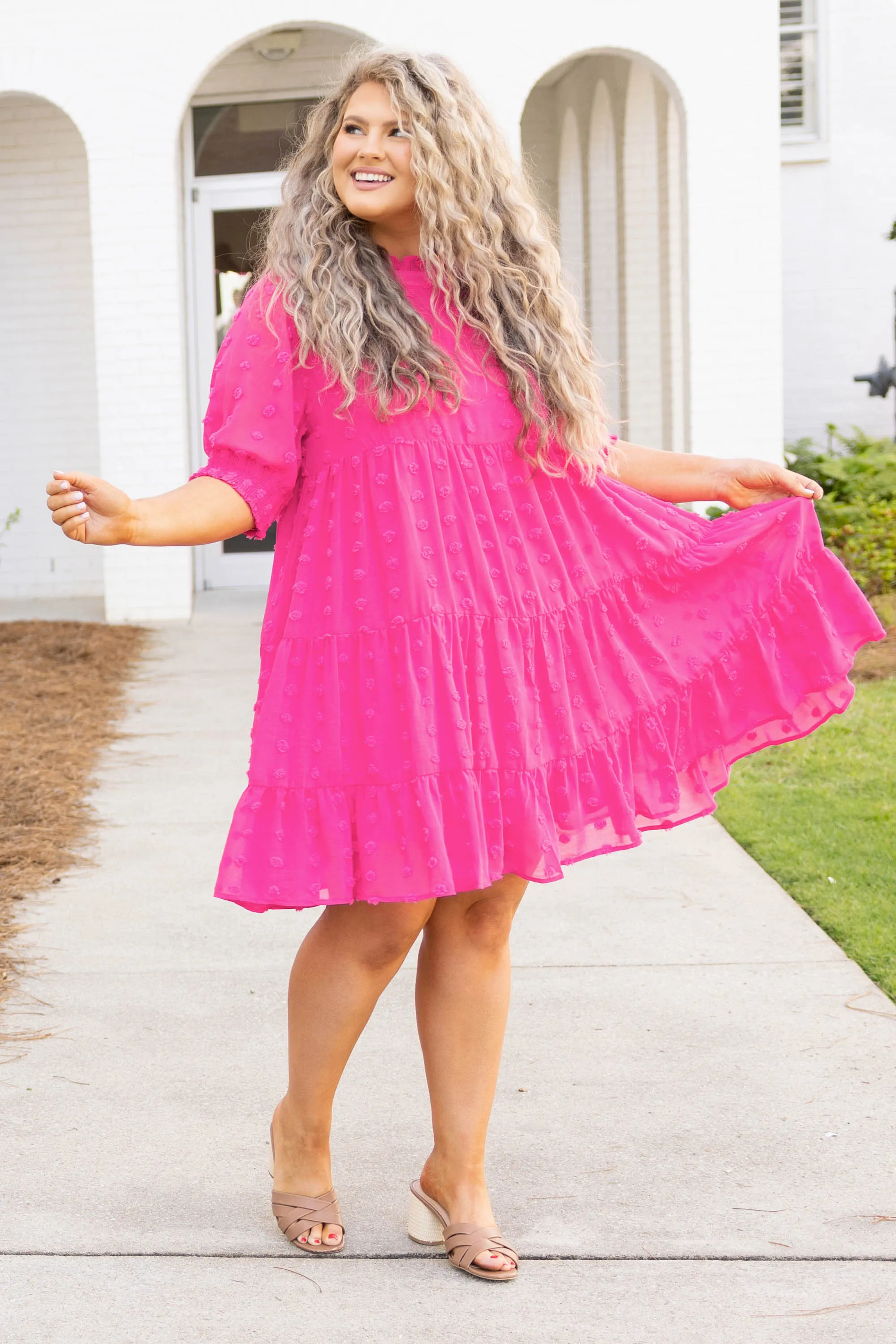 Be My Guide Dress, Hot Pink