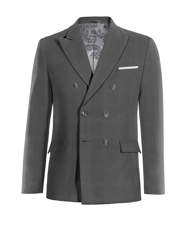  Blazer cruzada gris de Lana pura super 100s