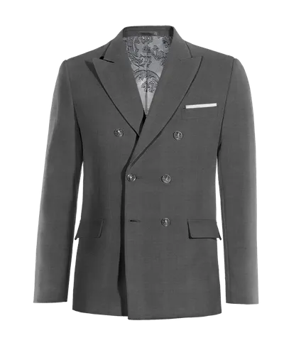  Blazer cruzada gris de Lana pura super 100s