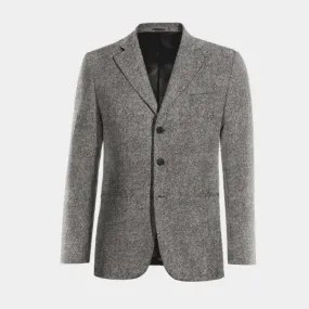  Blazer gris claro de donegal tweed solapa ancha