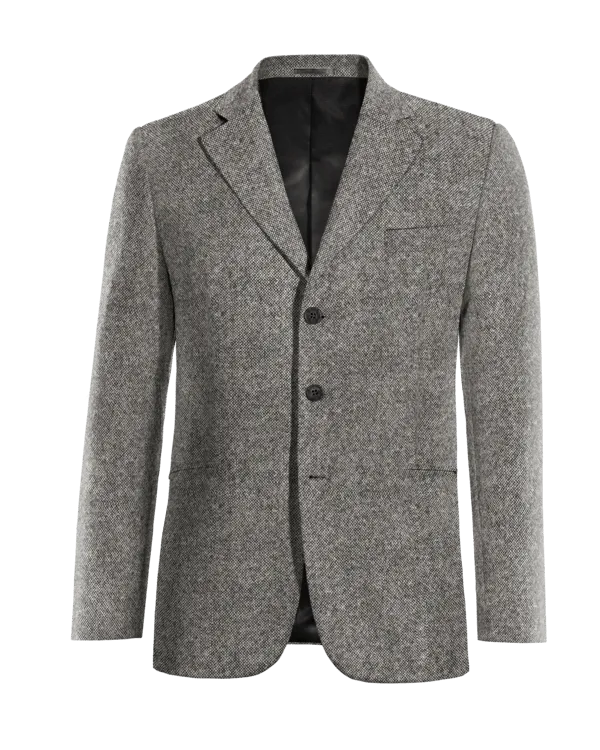  Blazer gris claro de donegal tweed solapa ancha