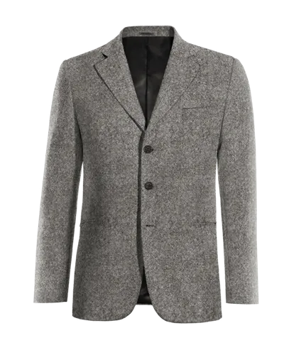  Blazer gris claro de donegal tweed solapa ancha