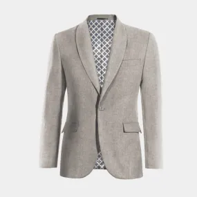  Blazer gris de donegal tweed solapa redonda