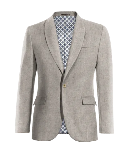  Blazer gris de donegal tweed solapa redonda