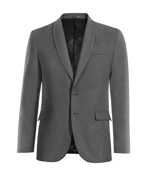  Blazer gris elástica solapa redonda de entretiempo