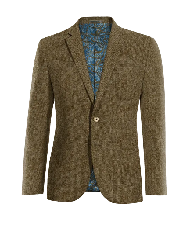  Blazer marrón de donegal tweed slim fit