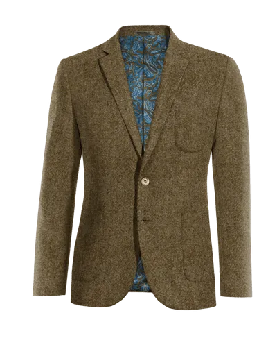  Blazer marrón de donegal tweed slim fit