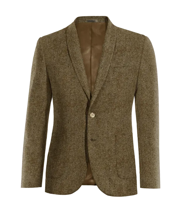  Blazer marrón de donegal tweed solapa redonda