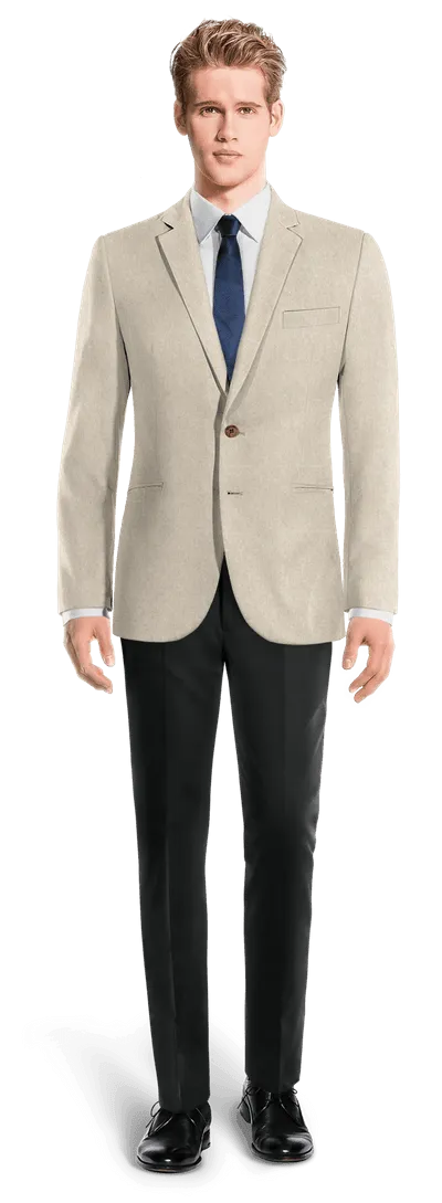  Blazer sin forro beige de lino esencial