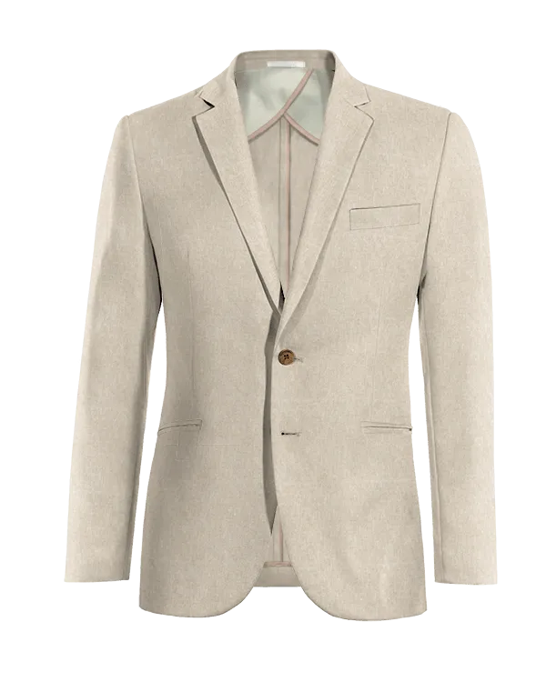  Blazer sin forro beige de lino esencial