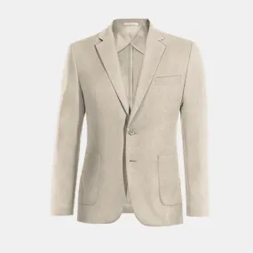  Blazer sin forro beige de lino slim fit