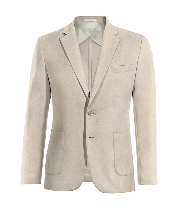  Blazer sin forro beige de lino slim fit