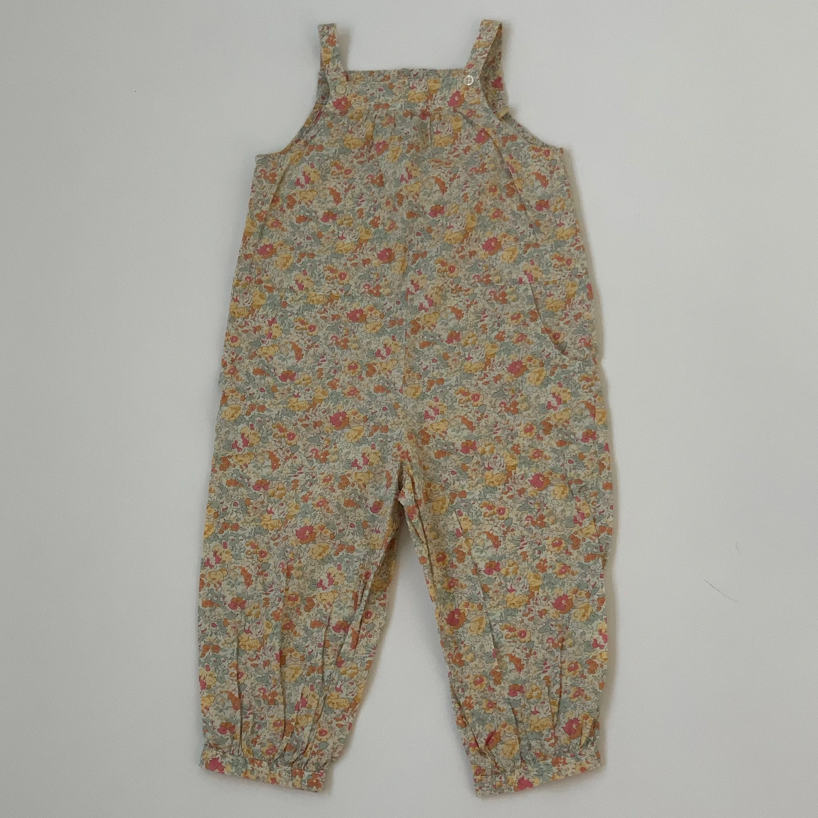 Bonpoint Yellow Tone Liberty Print Romper: 2 Years