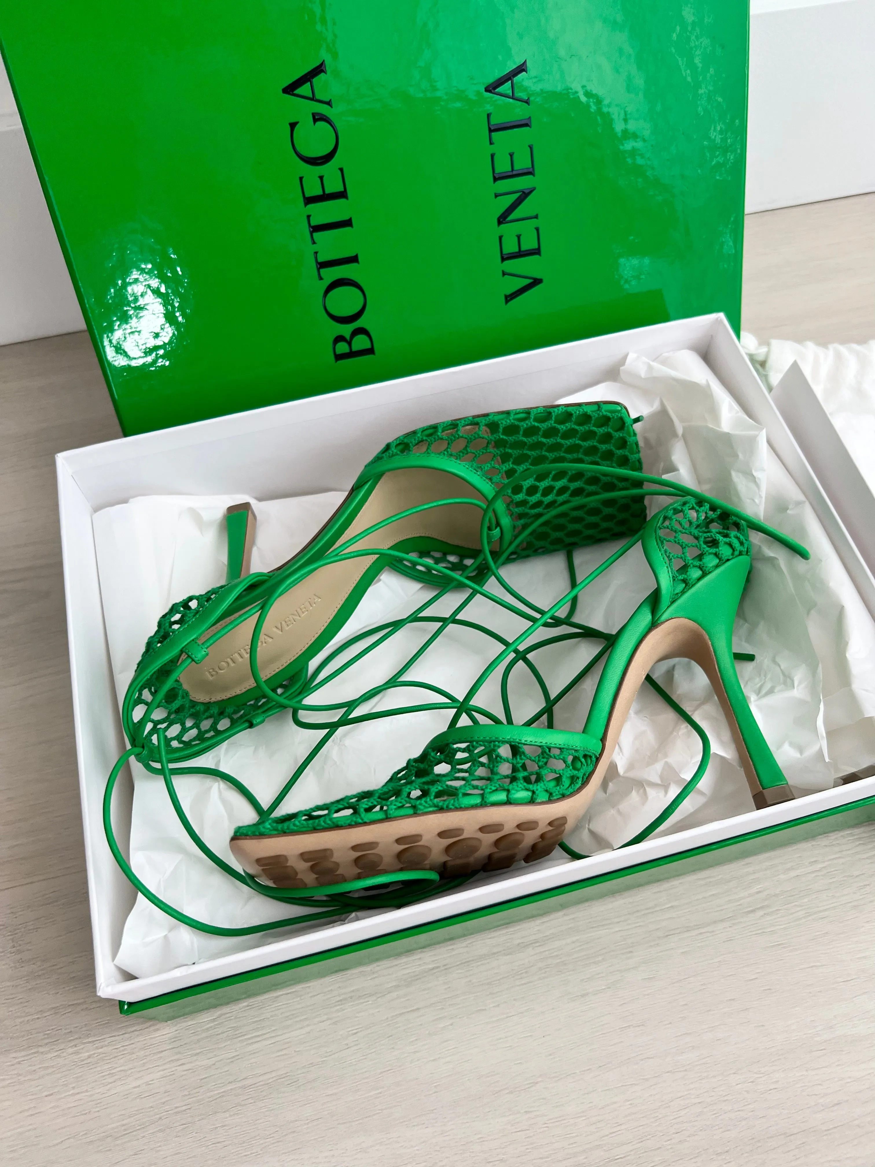 Bottega Veneta Green Stretch Heels