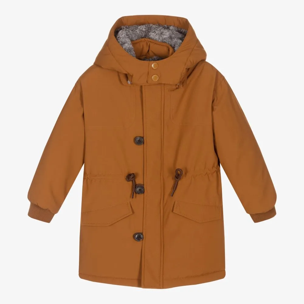 Boys Brown Parka Coat 