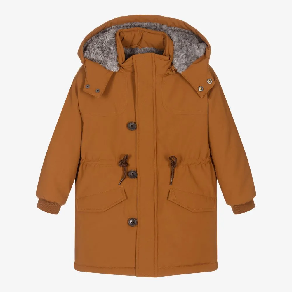 Boys Brown Parka Coat 