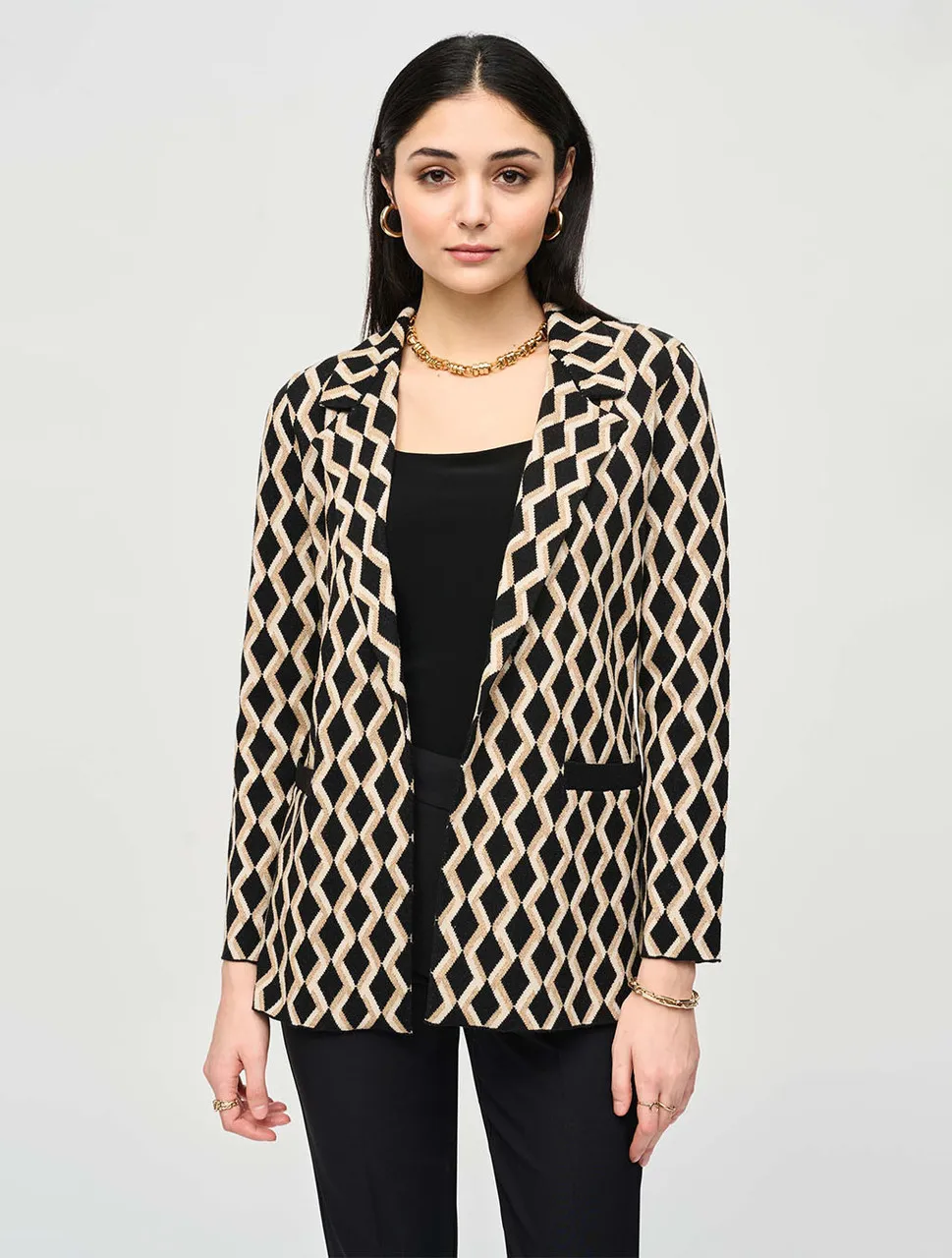 Brushed Jacquard Geometric Print Blazer | Joseph Ribkoff