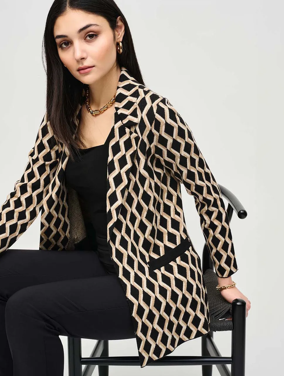 Brushed Jacquard Geometric Print Blazer | Joseph Ribkoff