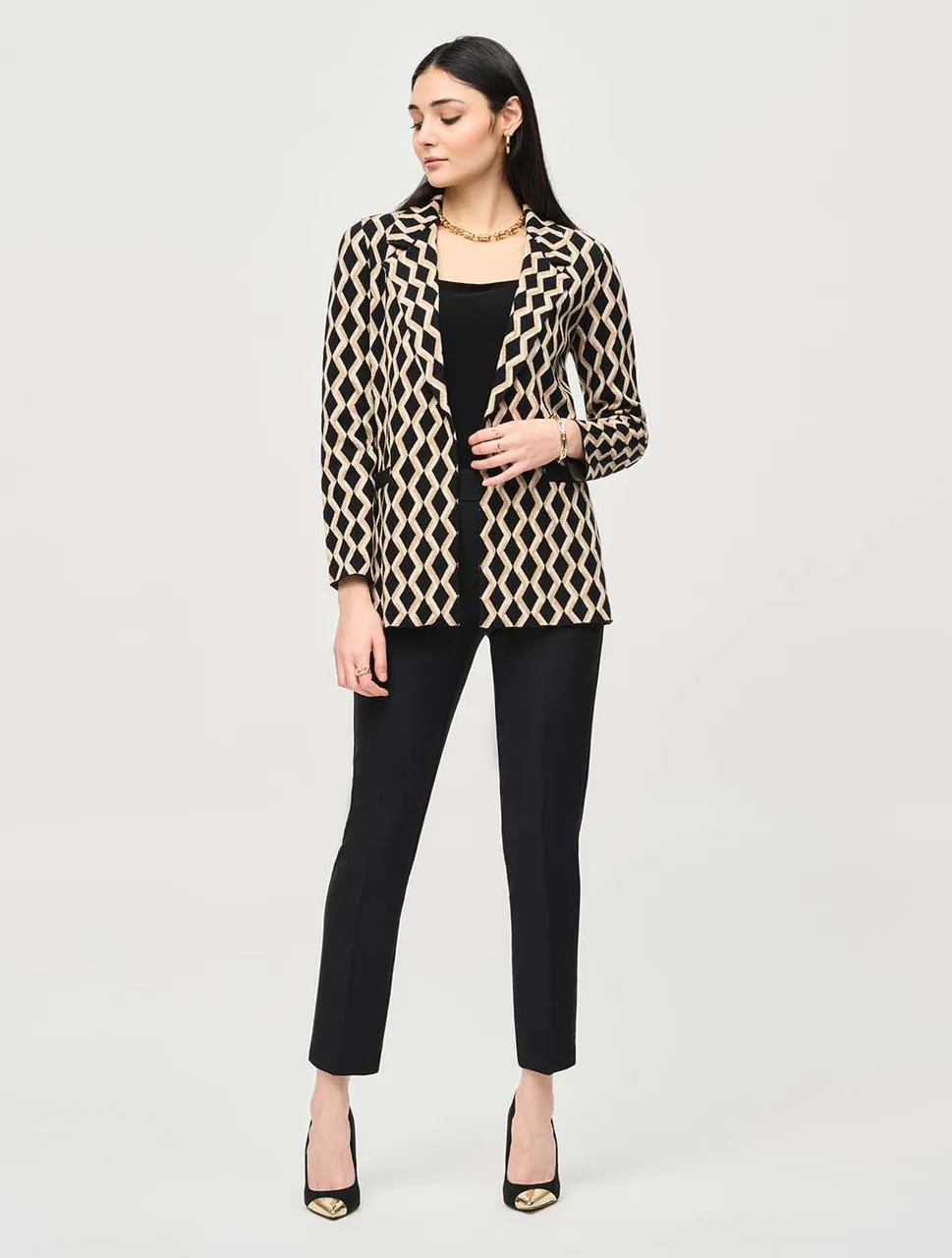 Brushed Jacquard Geometric Print Blazer | Joseph Ribkoff