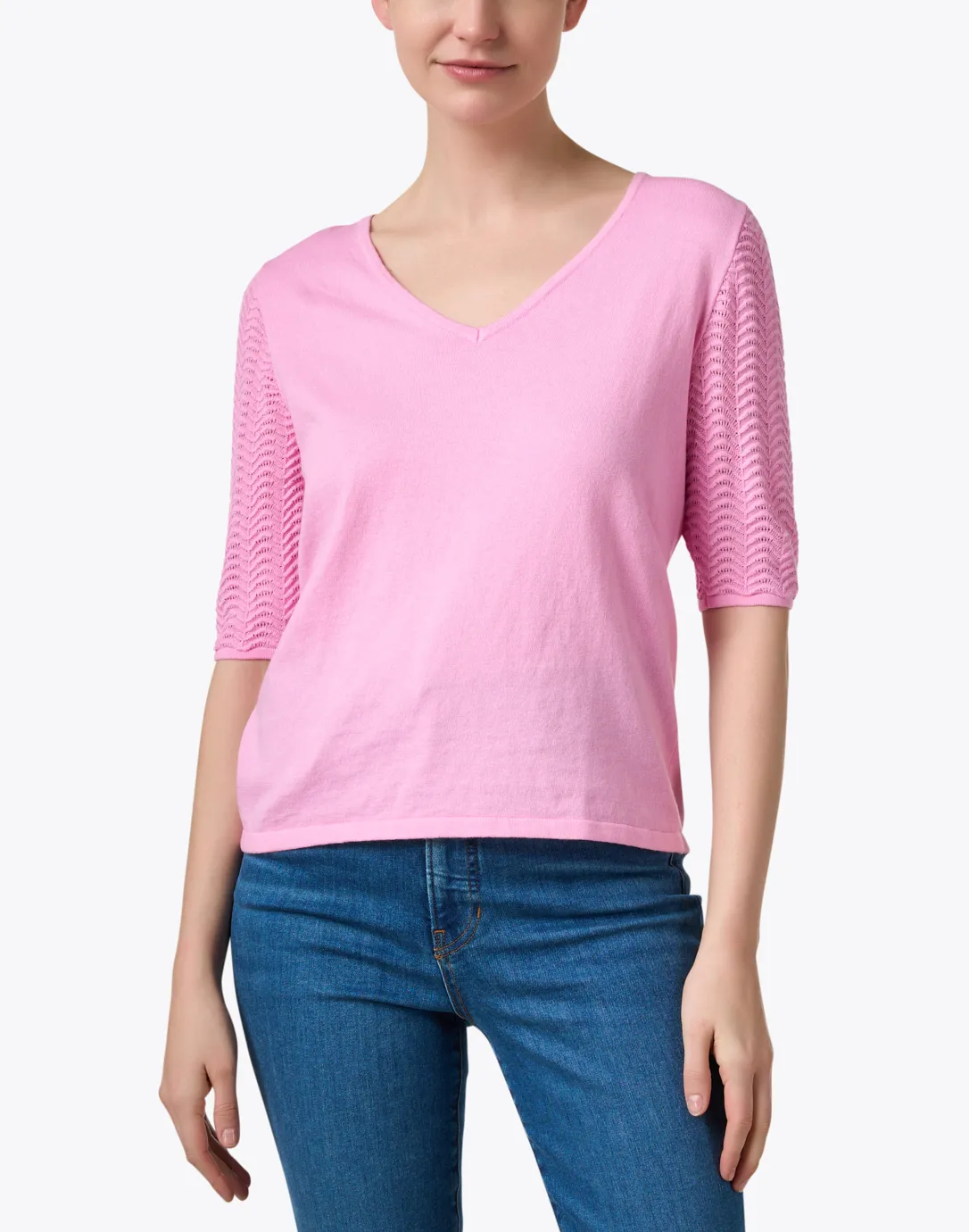 Caroline Pink Pointelle Sweater