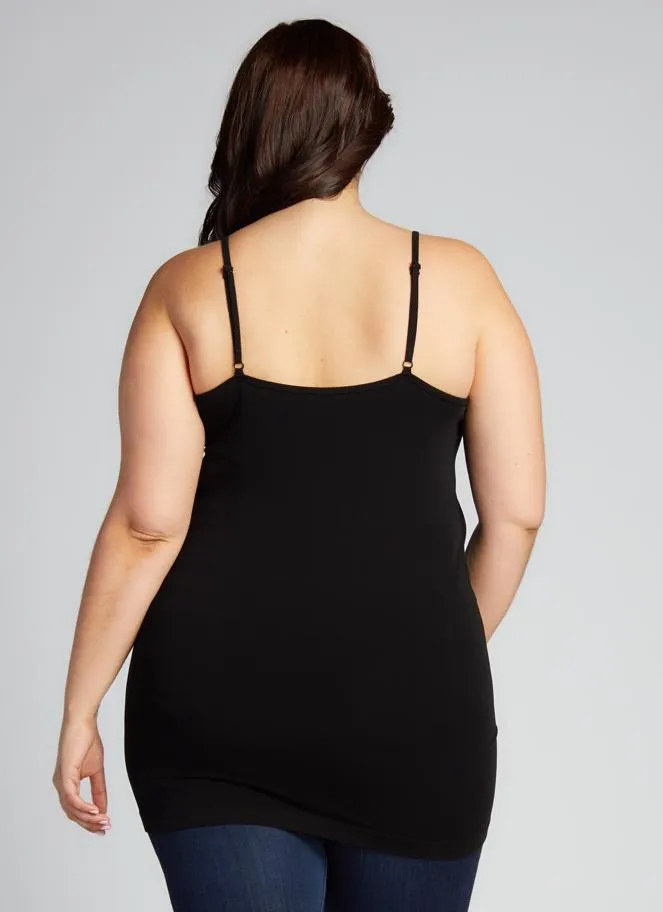 C'est Moi Plus Bamboo Cross Front Cami in Black