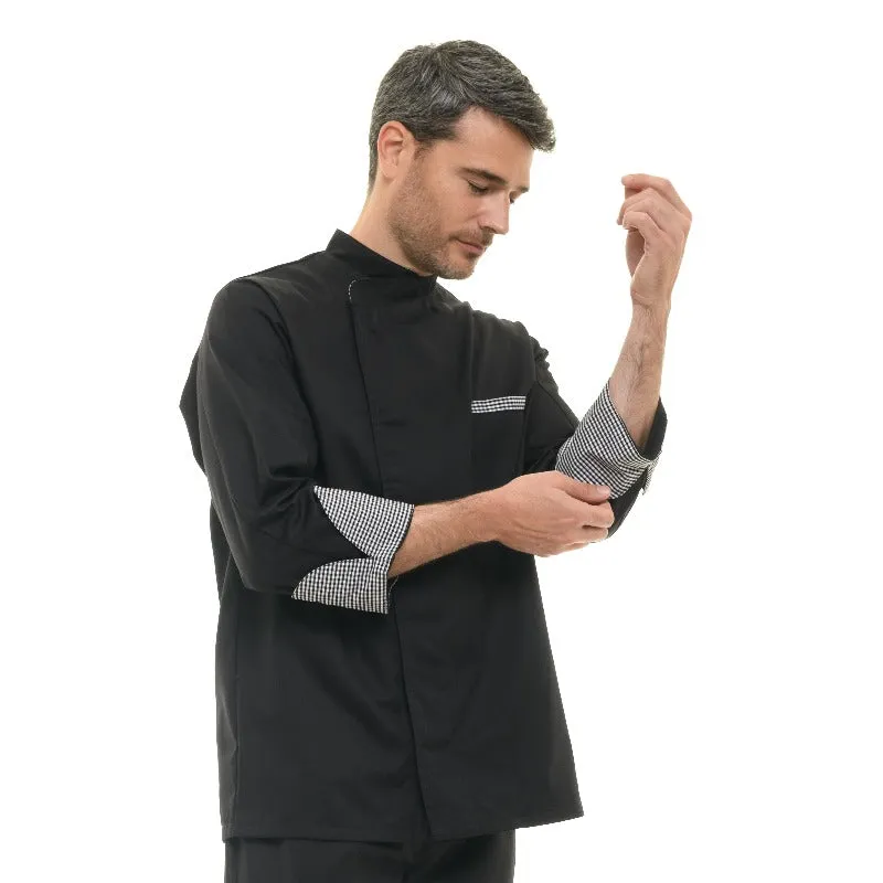 Checkered Chef Jacket - Manelli - Black and White - Long Sleeve - High-Quality - Restaurant Uniform