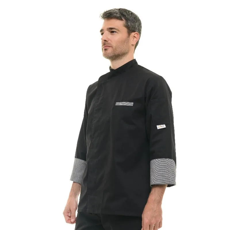 Checkered Chef Jacket - Manelli - Black and White - Long Sleeve - High-Quality - Restaurant Uniform