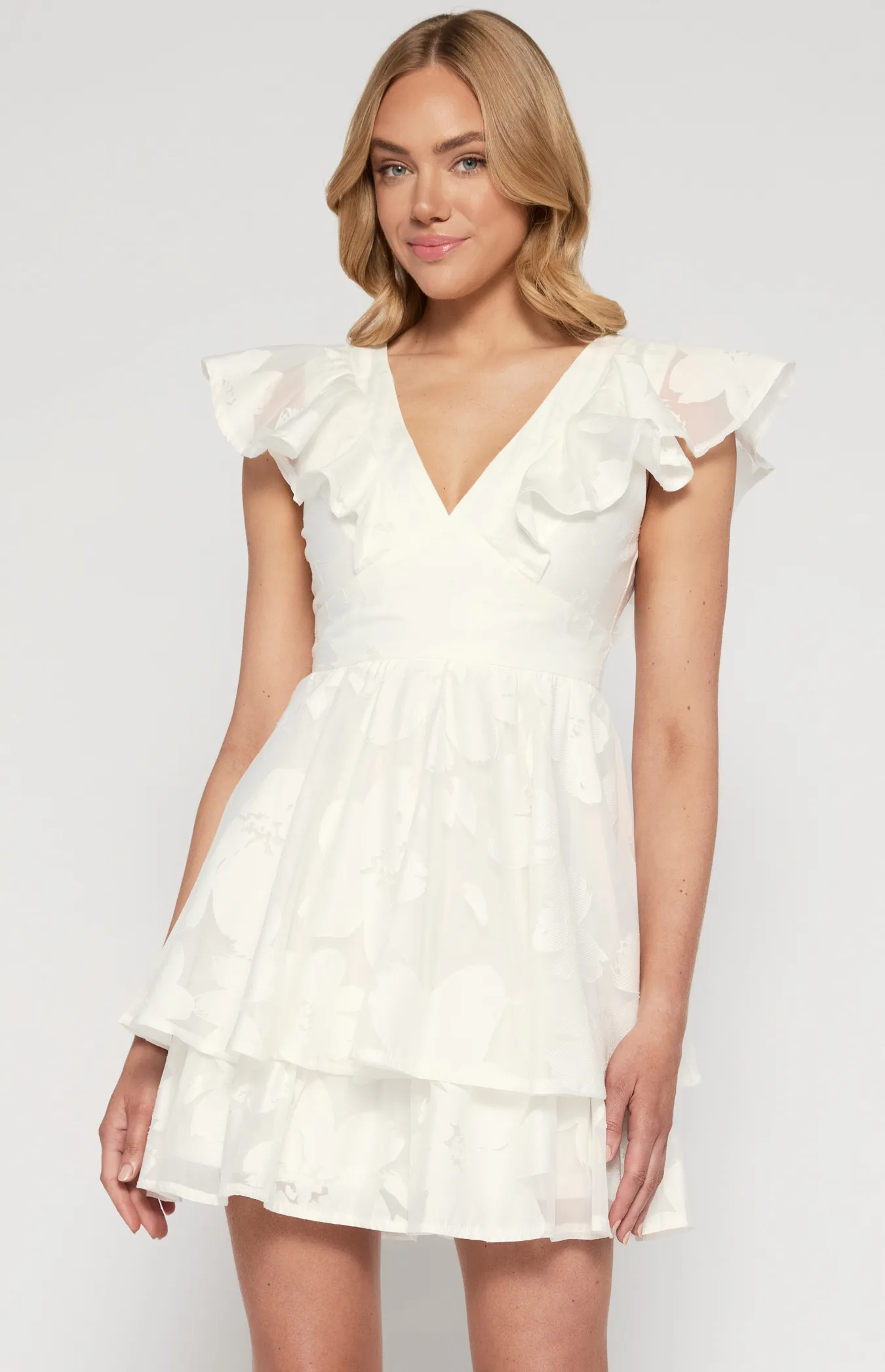 Chiffon Burnout Textured Frill Detail Dress (SDR1450A)