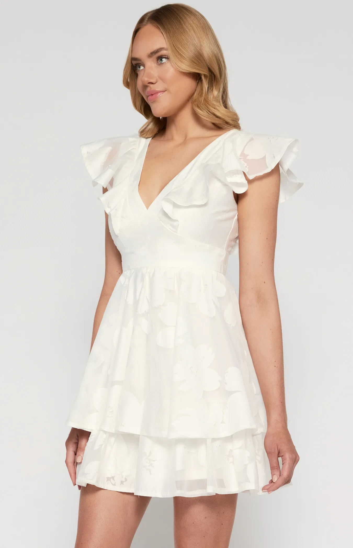 Chiffon Burnout Textured Frill Detail Dress (SDR1450A)