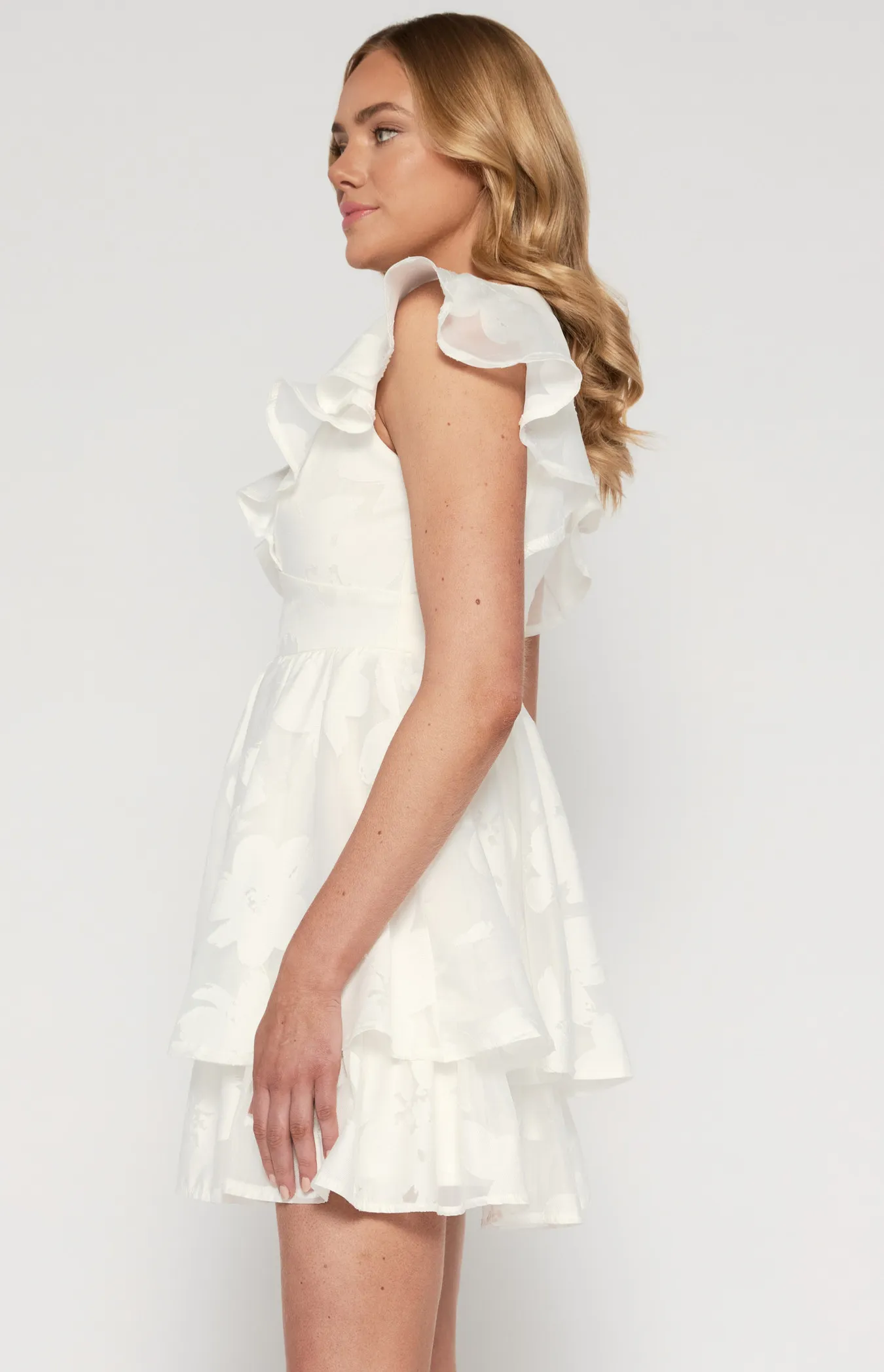 Chiffon Burnout Textured Frill Detail Dress (SDR1450A)