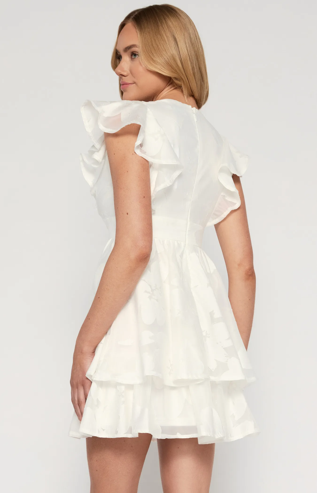 Chiffon Burnout Textured Frill Detail Dress (SDR1450A)