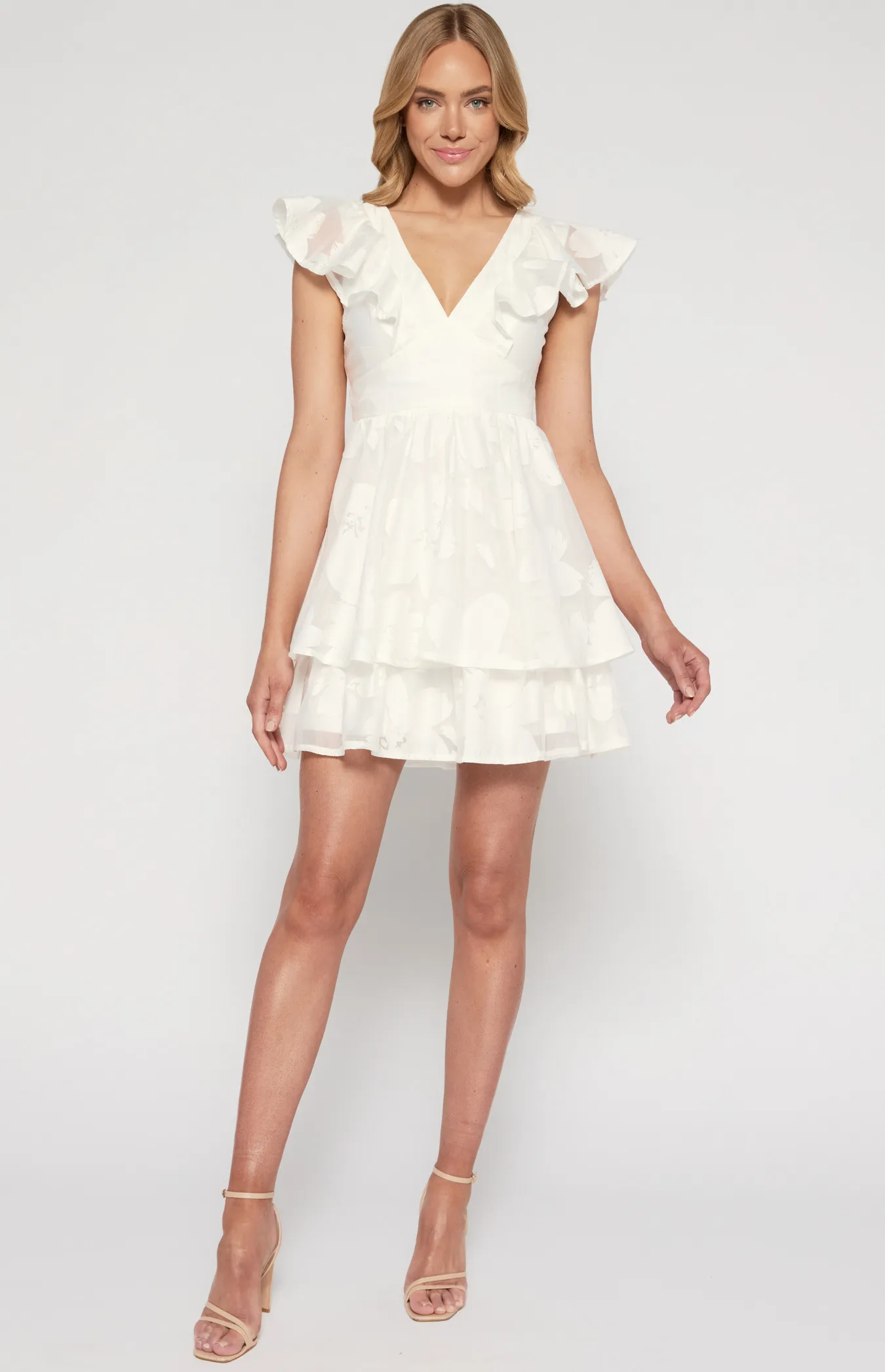 Chiffon Burnout Textured Frill Detail Dress (SDR1450A)