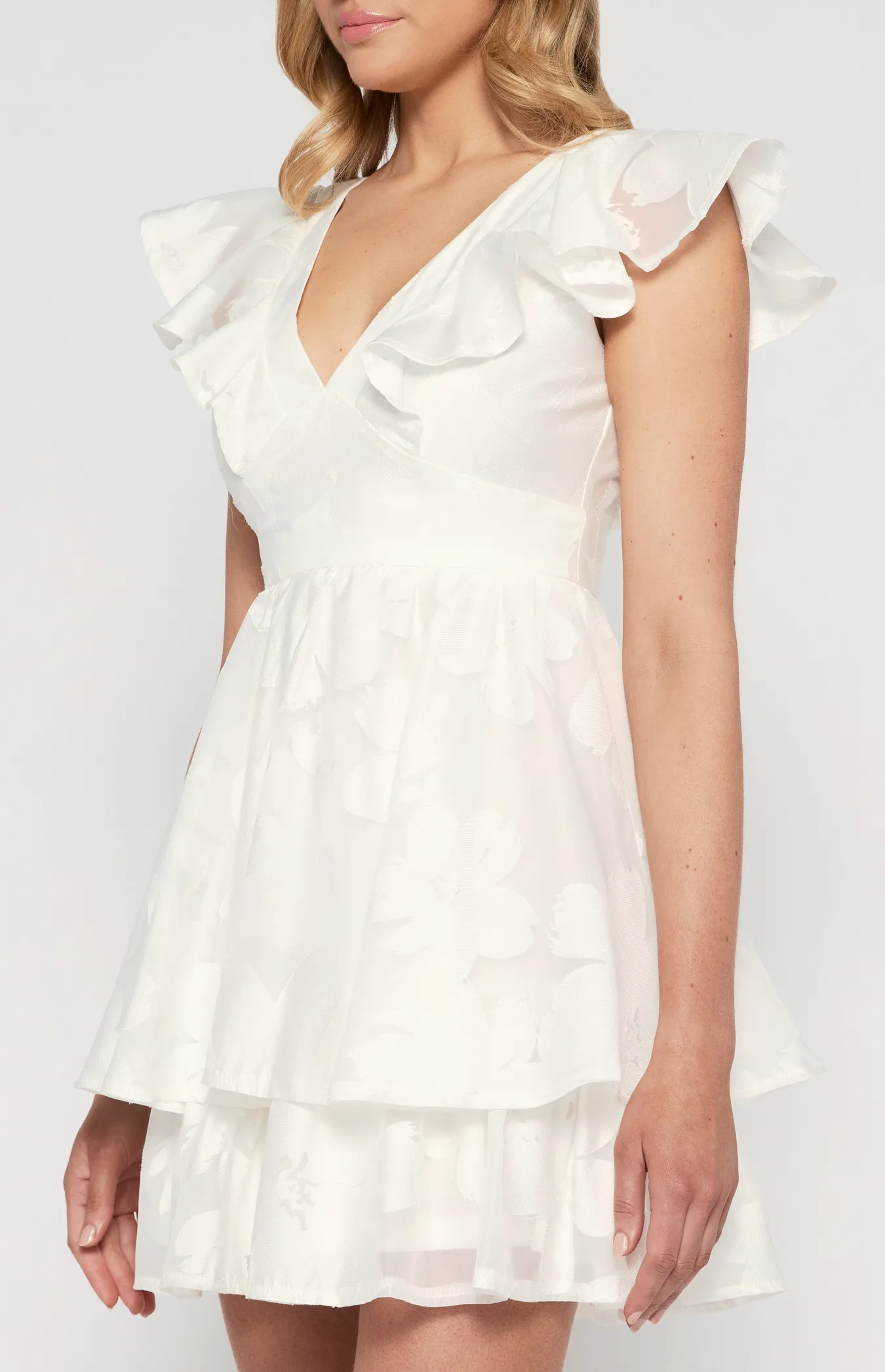 Chiffon Burnout Textured Frill Detail Dress (SDR1450A)