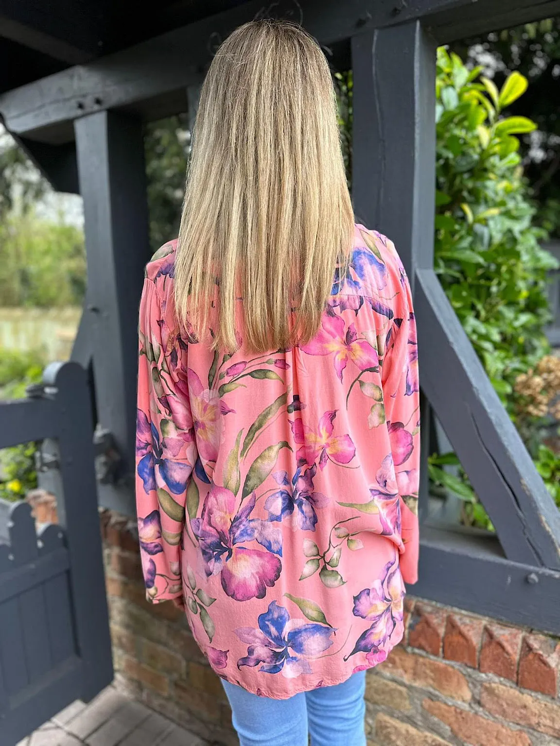 Coral Flower Pattern Blouse April