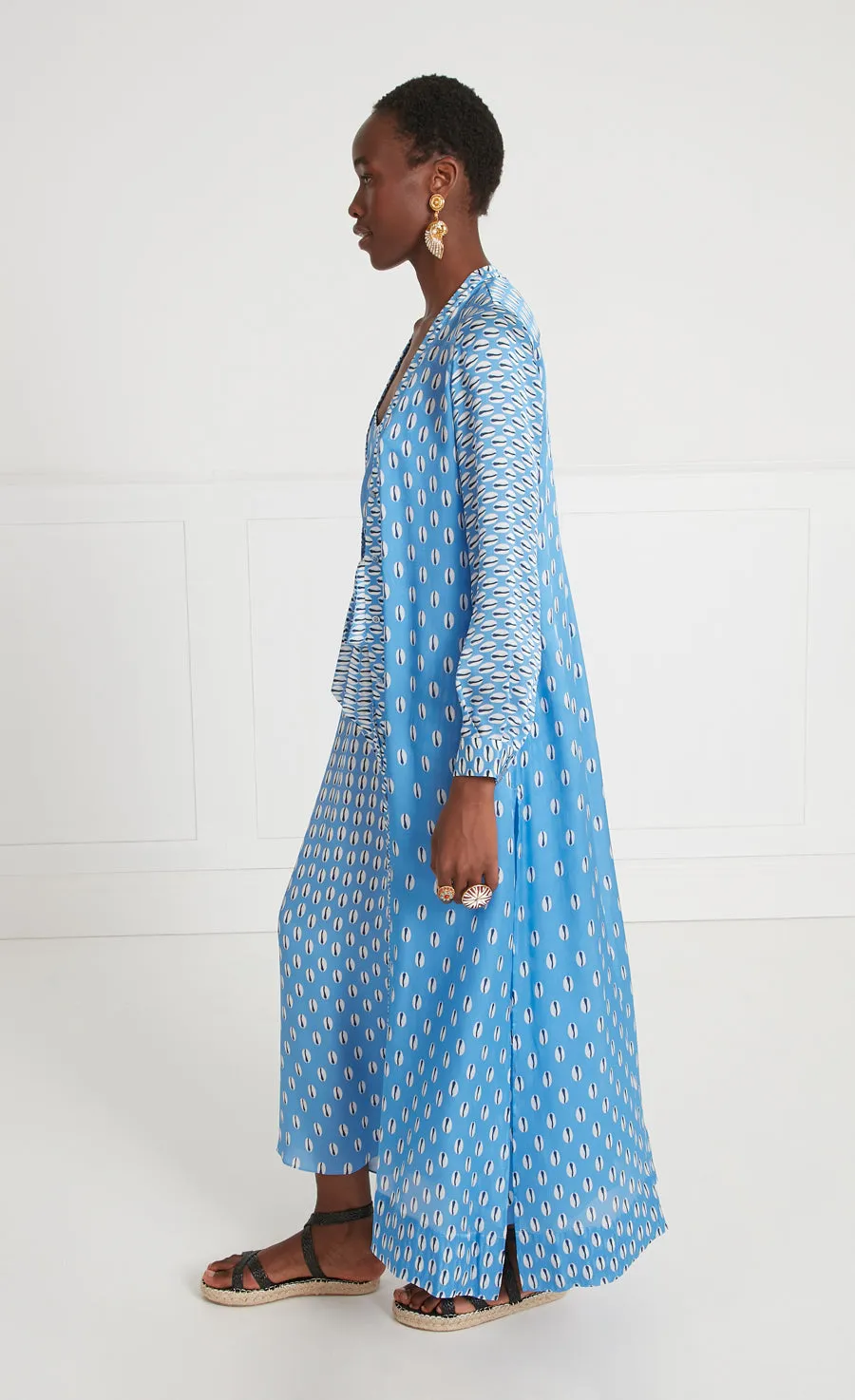 Cowrie Print Coat - Cornflower