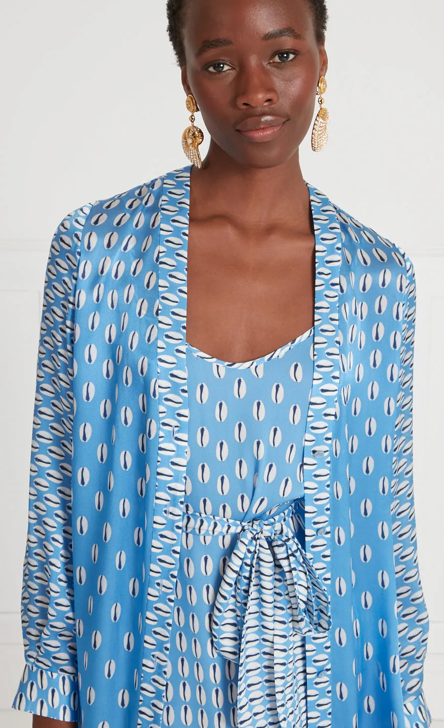 Cowrie Print Coat - Cornflower