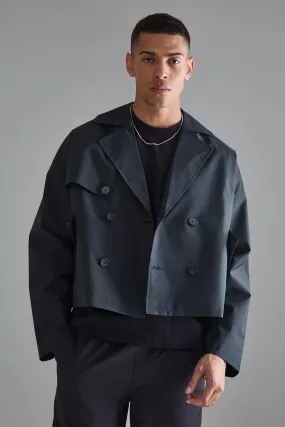 Cropped Double Breasted Trench Coat | boohooMAN UK