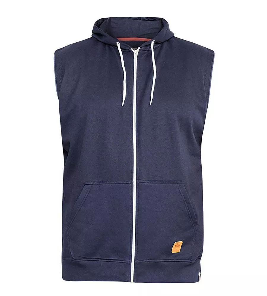 D555 Big Mens Navy Sleeveless Hoodie (BLAKE  NAVY)