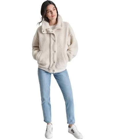 Dkny Jeans Women's Sherpa Fleece Bomber Jacket