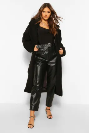 Faux Teddy Fur Belted Coat